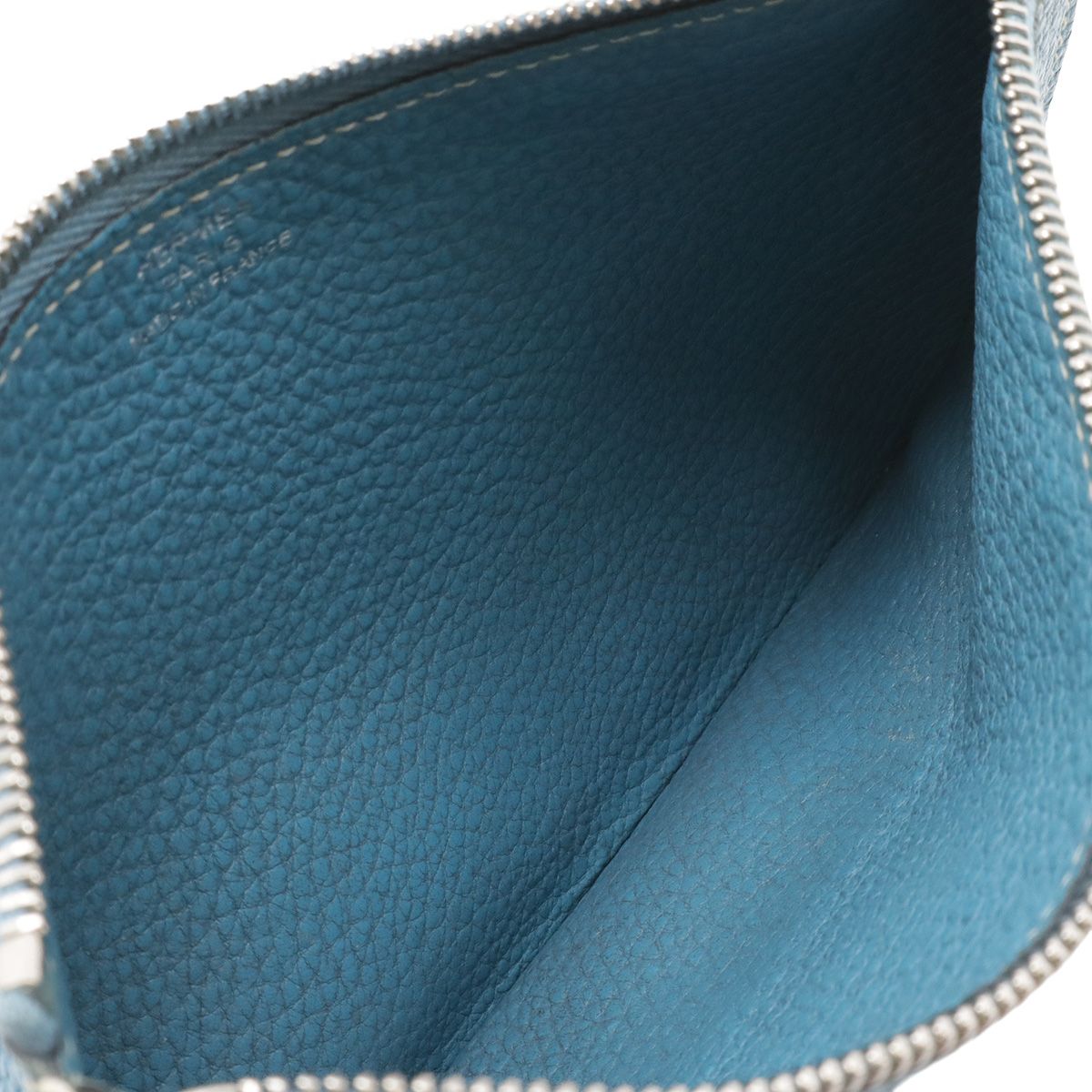 Hermes Dogon Duo GM Coin Purse Only Togo Leather Blue Jean Silver — view 5