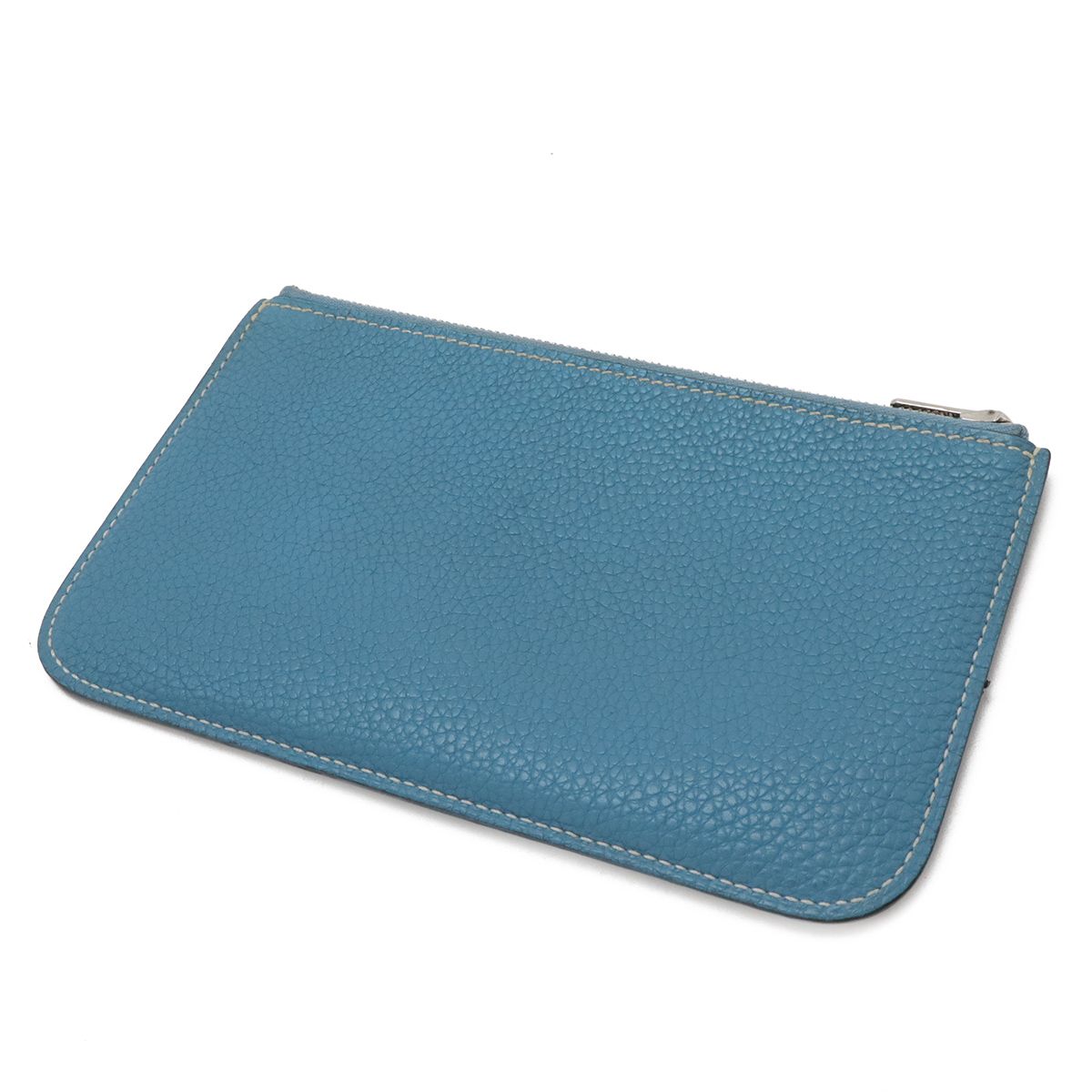 Hermes Dogon Duo GM Coin Purse Only Togo Leather Blue Jean Silver — view 2