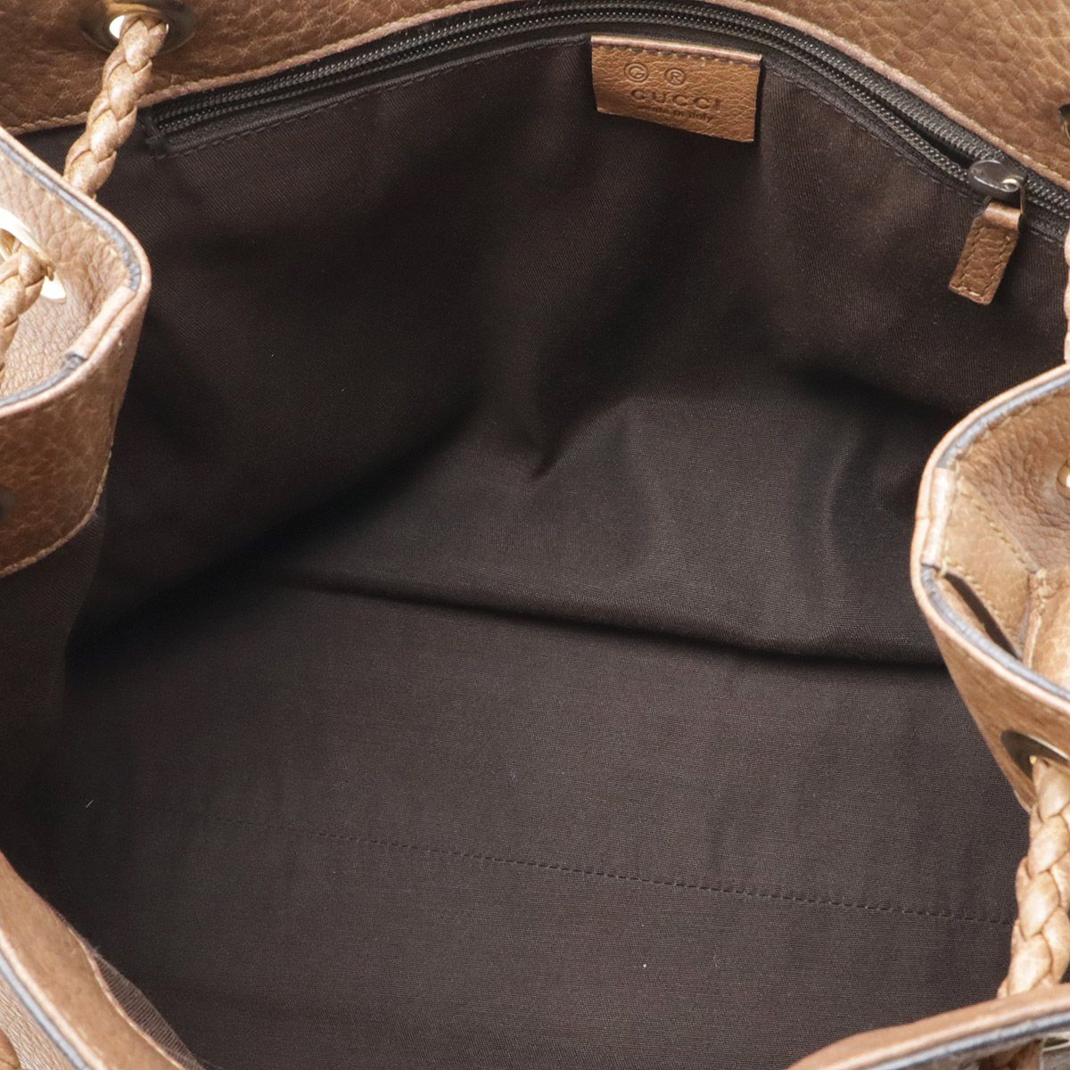 Gucci Logo Shoulder Bag Tote Brown Beige Gold — view 6