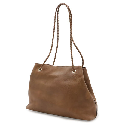 Gucci Logo Shoulder Bag Tote Brown Beige Gold — view 2