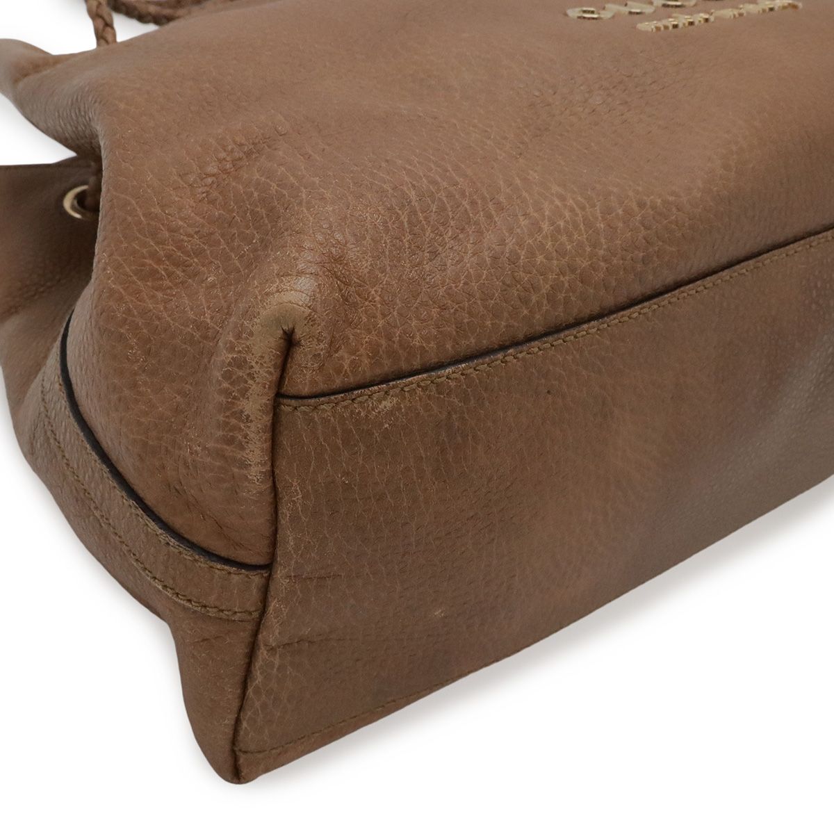 Gucci Logo Shoulder Bag Tote Brown Beige Gold — view 3