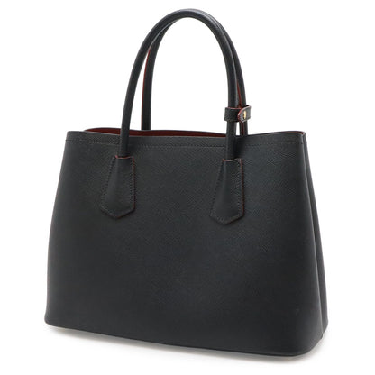 Prada Double Small Bag Handbag Bicolor Leather Nero Black Domestic Boutique — view 2