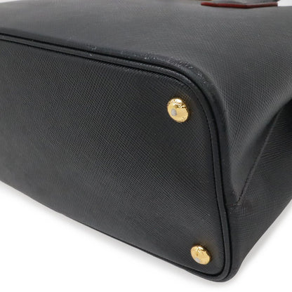 Prada Double Small Bag Handbag Bicolor Leather Nero Black Domestic Boutique — view 3