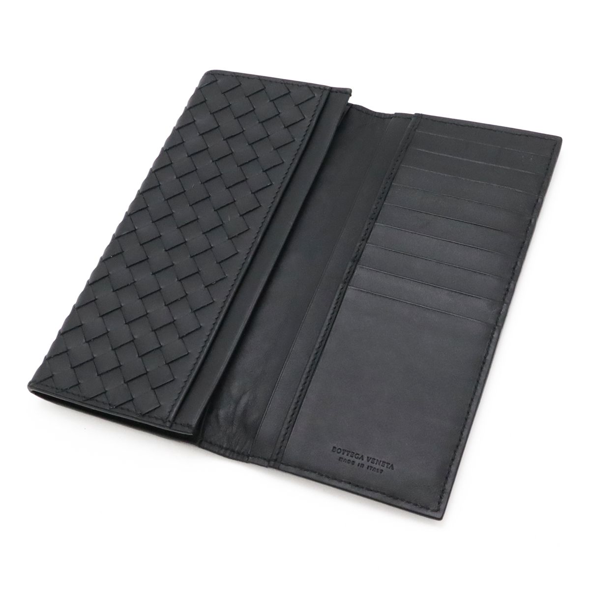 Bottega Veneta Intrecciato Wallet Bifold Long Billfold Leather Black — view 4