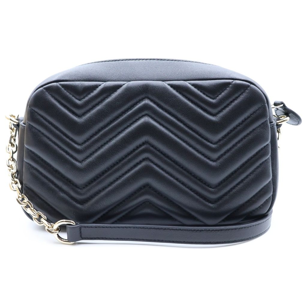Gucci GG Marmont Quilted Nappa Leather Small Camera Bag Chain Cross Gold Black — view 2