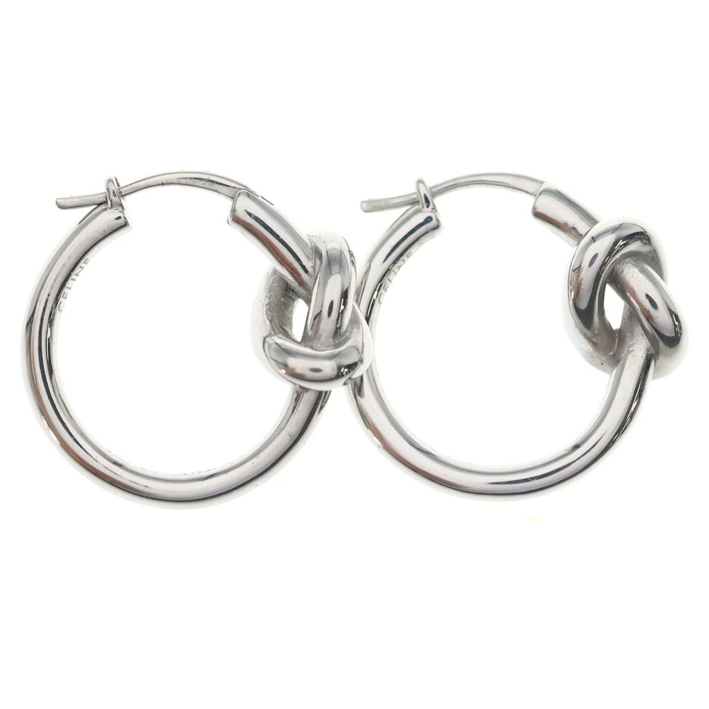 Celine Knot Small Hoop Earrings Silver — view 4