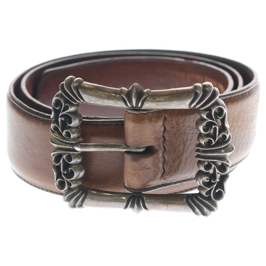 Chrome Hearts Blt Filigree Otj Leather Belt Brown Silver