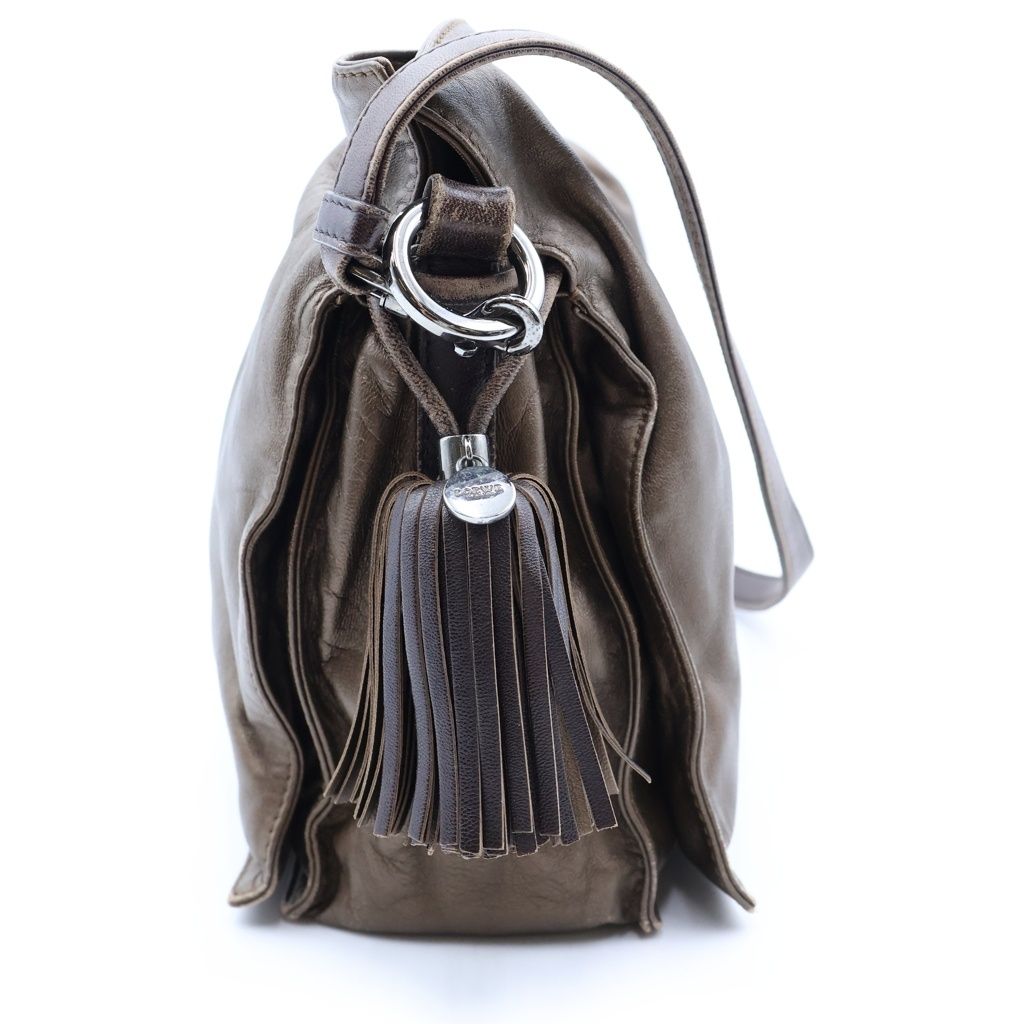 Loewe Anagram Flamenco Fringe Shoulder Bag Brown Leather Silver — view 3