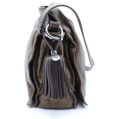 Loewe Anagram Flamenco Fringe Shoulder Bag Brown Leather Silver — view 3
