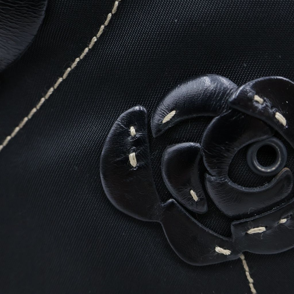 Prada Leather Flower Bag Black Nylon Silver — view 6