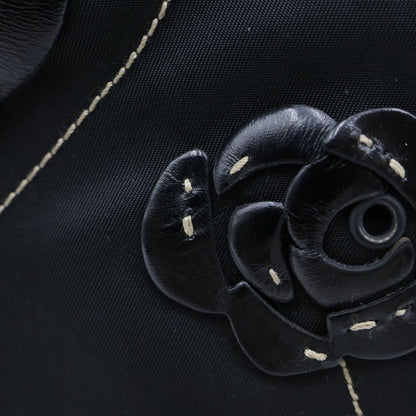 Prada Leather Flower Bag Black Nylon Silver — view 6