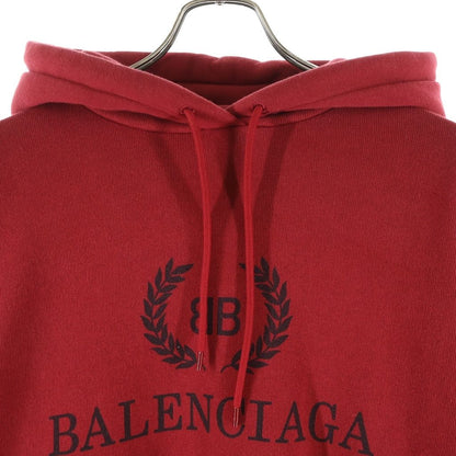 Balenciaga BB Logo Print Oversize Sweatshirt Pullover Hoodie Wine Red — view 3