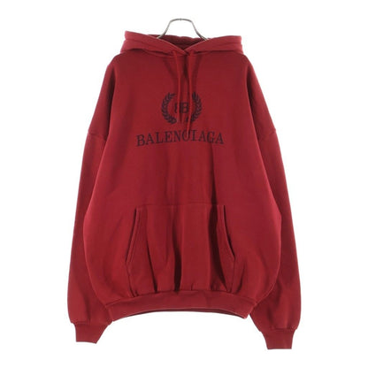 Balenciaga BB Logo Print Oversize Sweatshirt Pullover Hoodie Wine Red