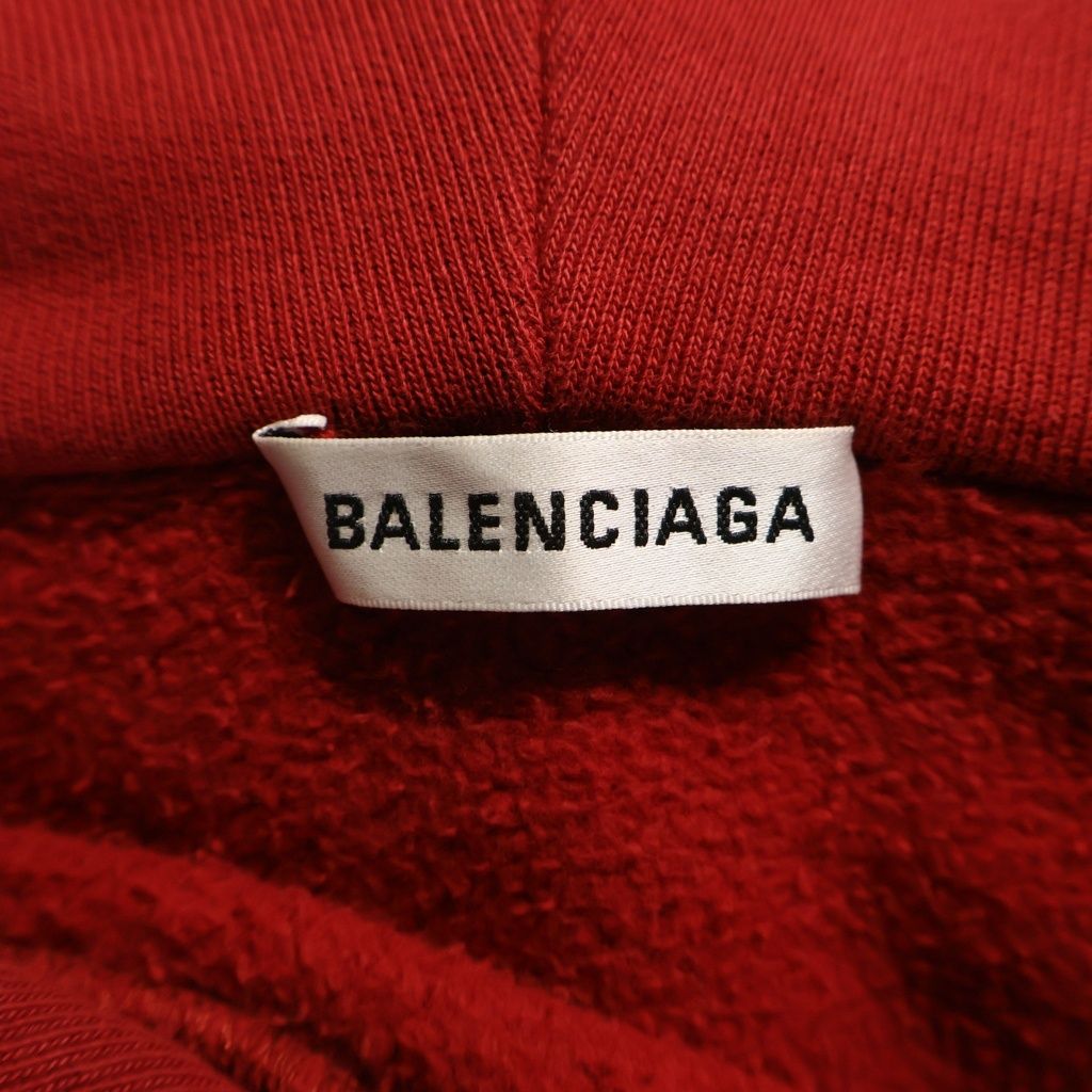 Balenciaga BB Logo Print Oversize Sweatshirt Pullover Hoodie Wine Red — view 6