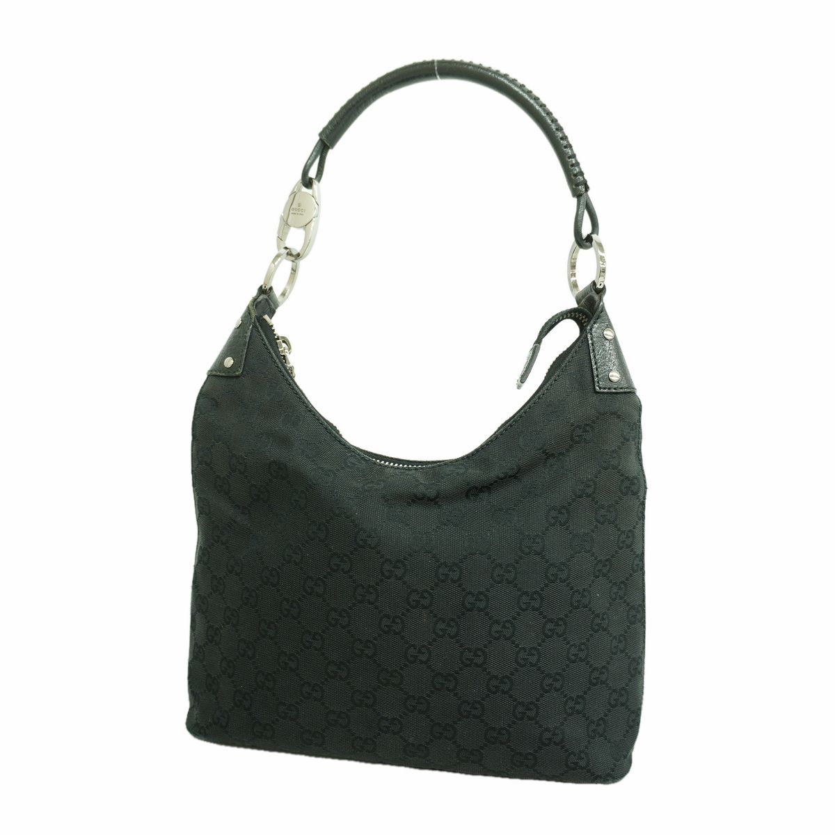 Gucci Handbag GG Canvas Black Silver