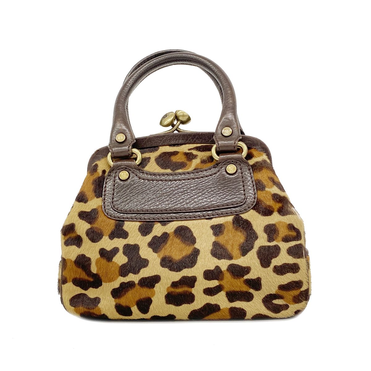 Celine Handbag Leopard Calf Hair Brown Gold