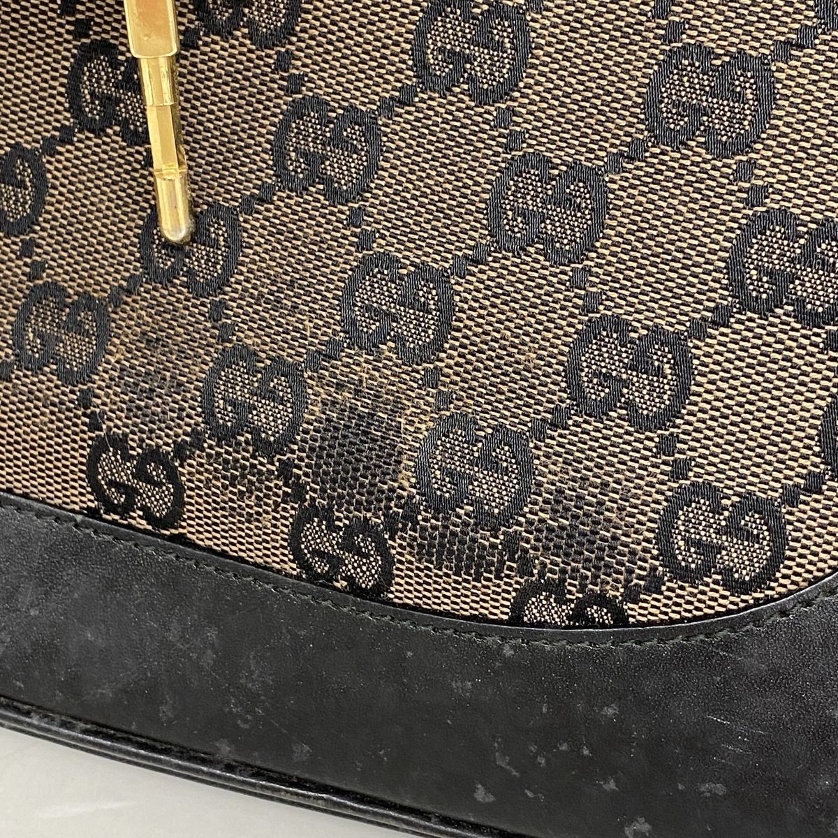 Gucci Shoulder Bag GG Canvas Jackie Brown Black Gold — view 6