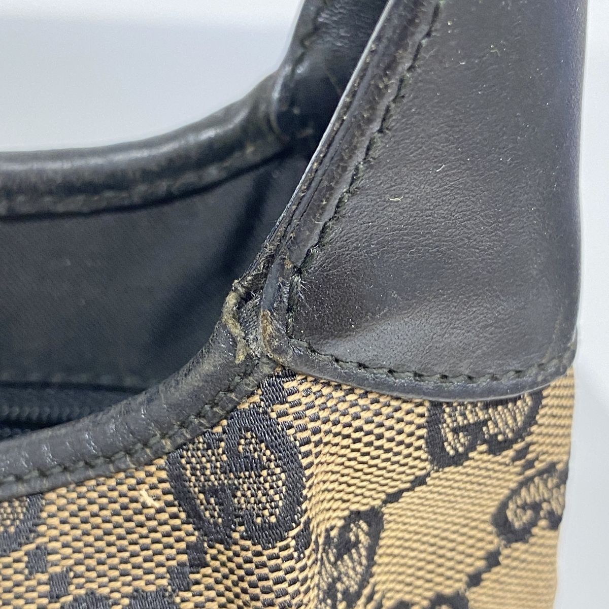 Gucci Shoulder Bag GG Canvas Jackie Brown Black Gold — view 7