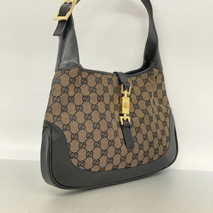 Gucci Shoulder Bag GG Canvas Jackie Brown Black Gold — view 2