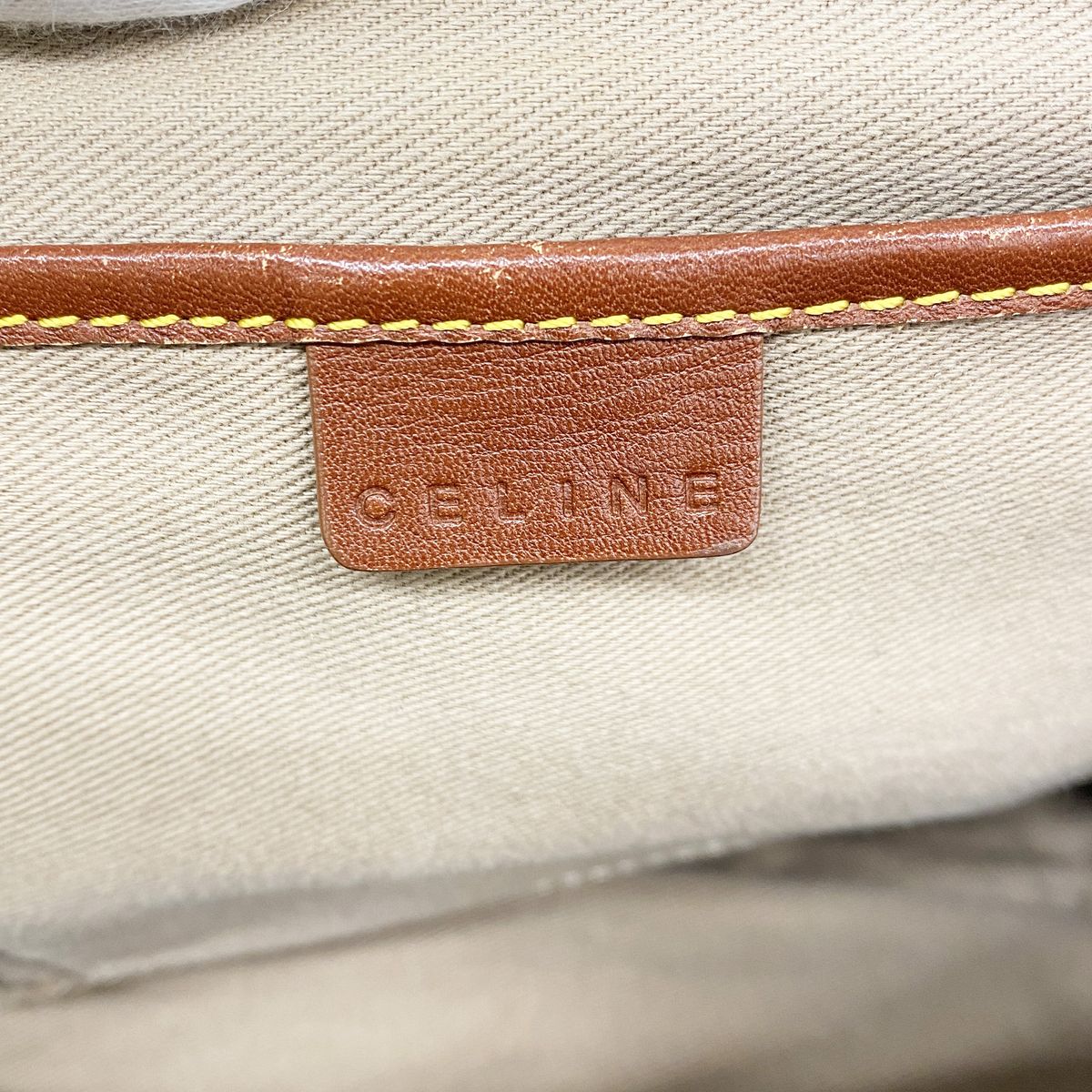 Celine Handbag Boogie Nylon Canvas Beige Champagne Gold — view 6