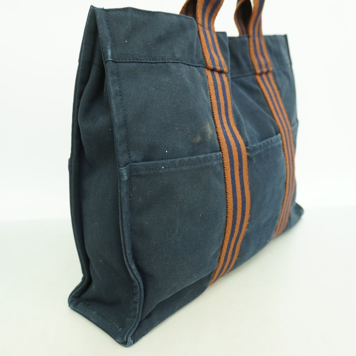 Hermes Tote Bag Fourre Tout MM Canvas Navy Silver — view 2