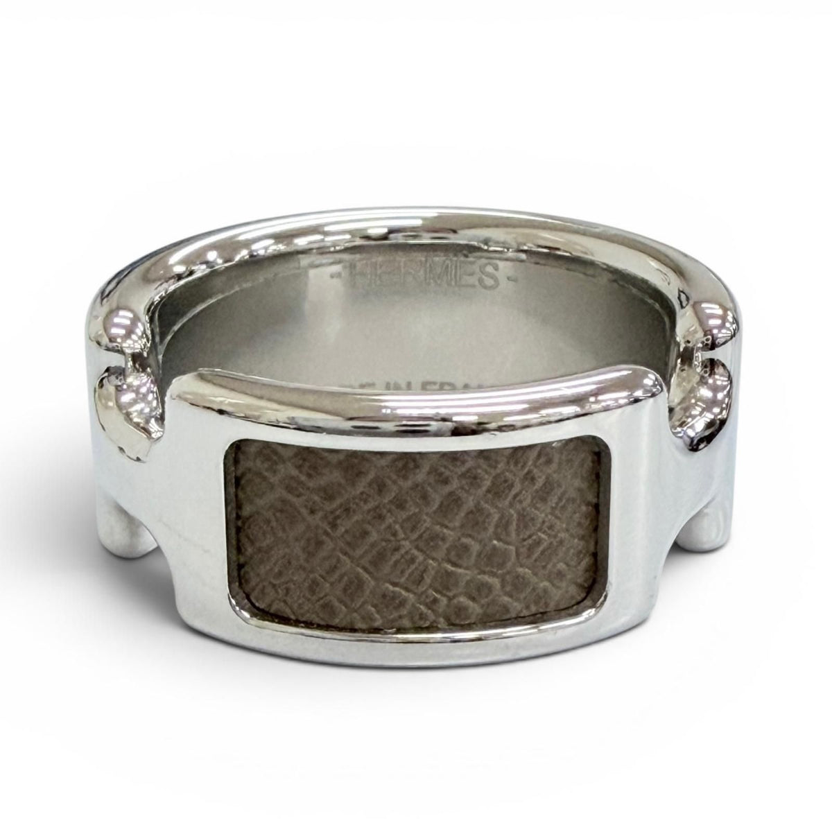 Hermes Olympe Ring Leather Etoupe Silver — view 4