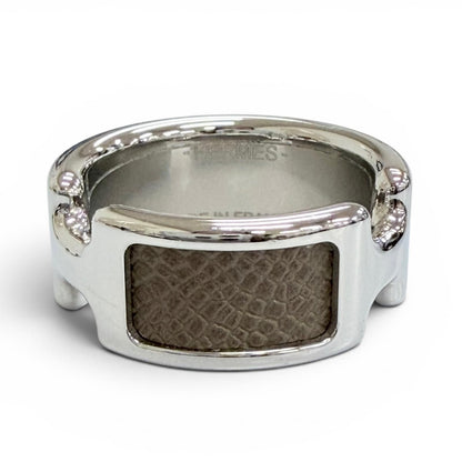 Hermes Olympe Ring Leather Etoupe Silver — view 4