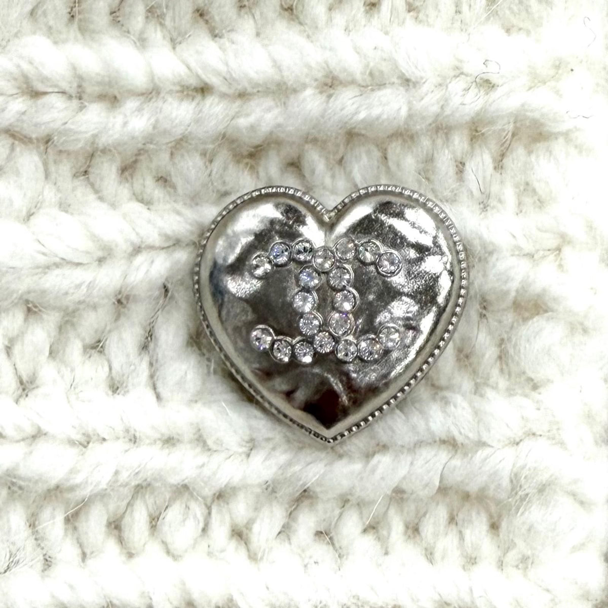 Chanel Wool Alpaca Blend Heart CC Logo Button Rhinestone Sailor Color Cardigan — view 5