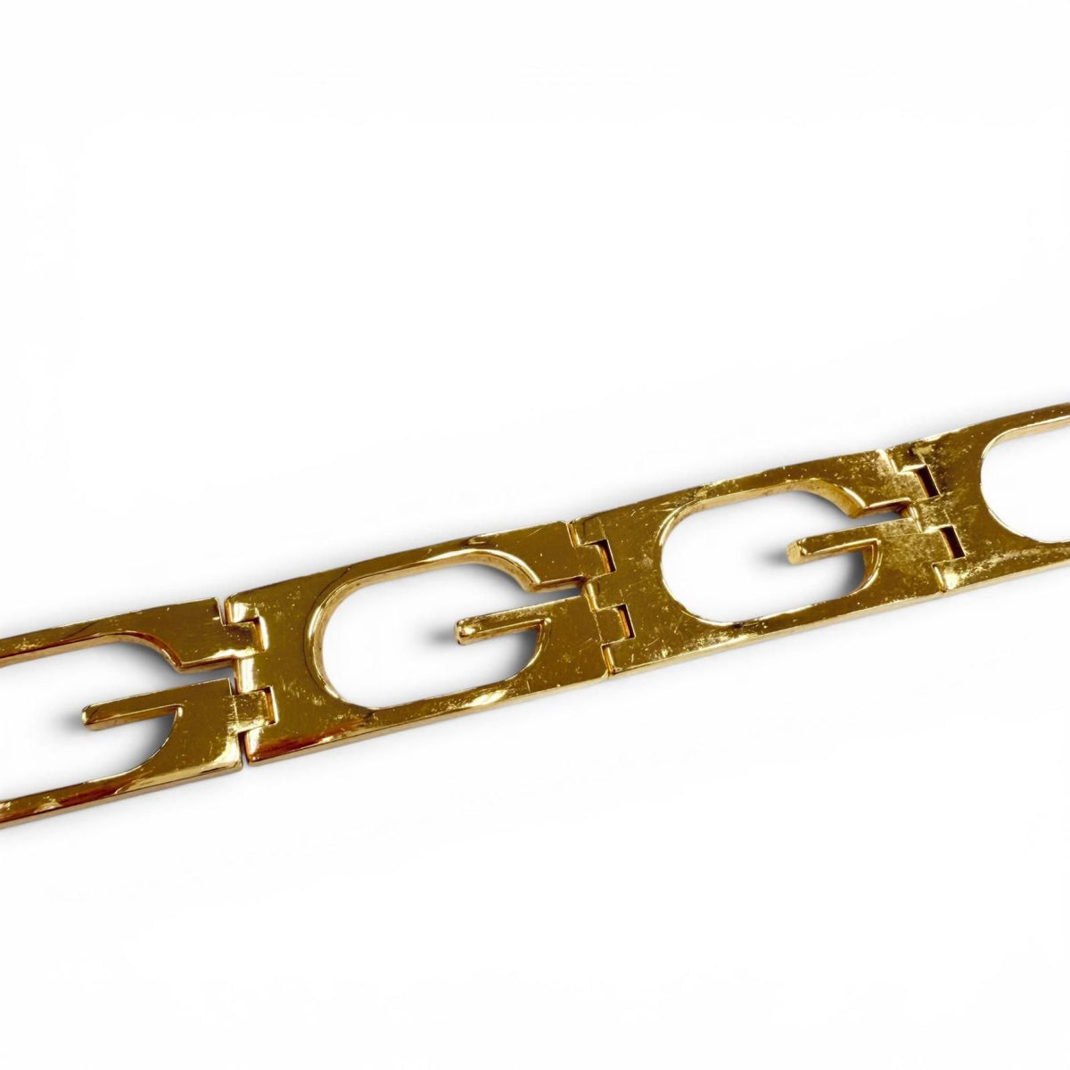 Gucci Vintage Metal G Logo Motif Chain Belt Gold 75 — view 5