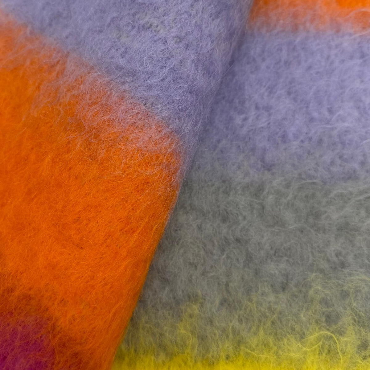 Loewe Mohair Wool Blend Anagram Leather Patch Border Fringe Scarf Multi — view 6