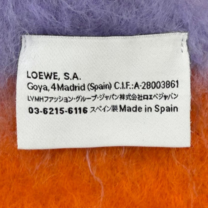 Loewe Mohair Wool Blend Anagram Leather Patch Border Fringe Scarf Multi — view 7