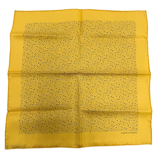 Hermes Petit Carre 45 Gavroche Silk 100% Scarf Yellow Blue