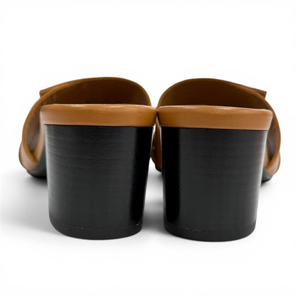 Hermes Gigi Natural Kelly Chunky Heel Leather Sandals — view 4