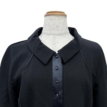 Chanel Vintage 02A Wool Silk CC Logo Piping Jacket Black Navy 40 — view 2