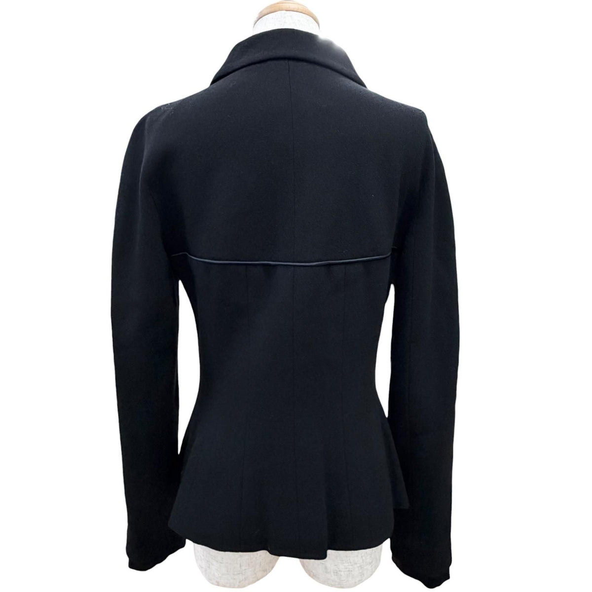 Chanel Vintage 02A Wool Silk CC Logo Piping Jacket Black Navy 40 — view 4