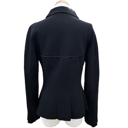 Chanel Vintage 02A Wool Silk CC Logo Piping Jacket Black Navy 40 — view 4
