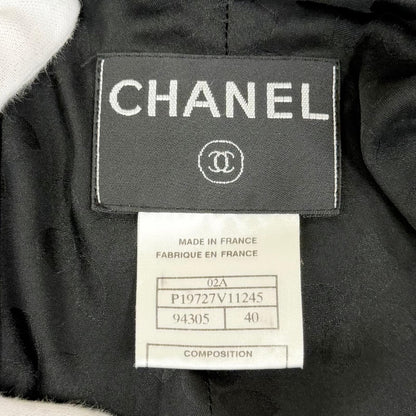 Chanel Vintage 02A Wool Silk CC Logo Piping Jacket Black Navy 40 — view 8