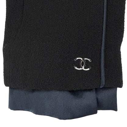 Chanel Vintage 02A Wool Silk CC Logo Piping Jacket Black Navy 40 — view 7