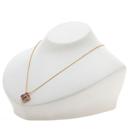 Van Cleef & Arpels Vintage Alhambra Shell Diamond Necklace 18k Pink Gold — view 4