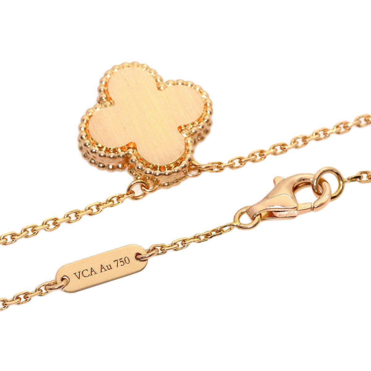 Van Cleef & Arpels Vintage Alhambra Shell Diamond Necklace 18k Pink Gold — view 2