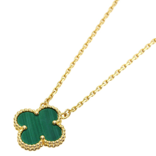 Van Cleef & Arpels Vintage Alhambra Malachite Necklace 18k Yellow Gold