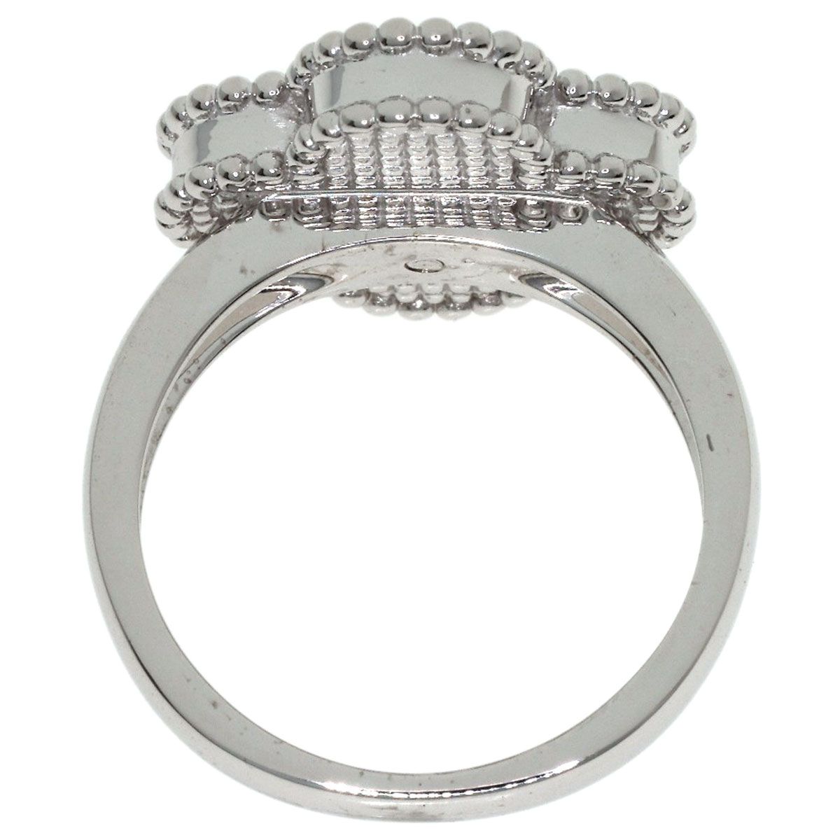 Van Cleef & Arpels Vintage Alhambra Shell Diamond 48 Ring 18k White Gold — view 4