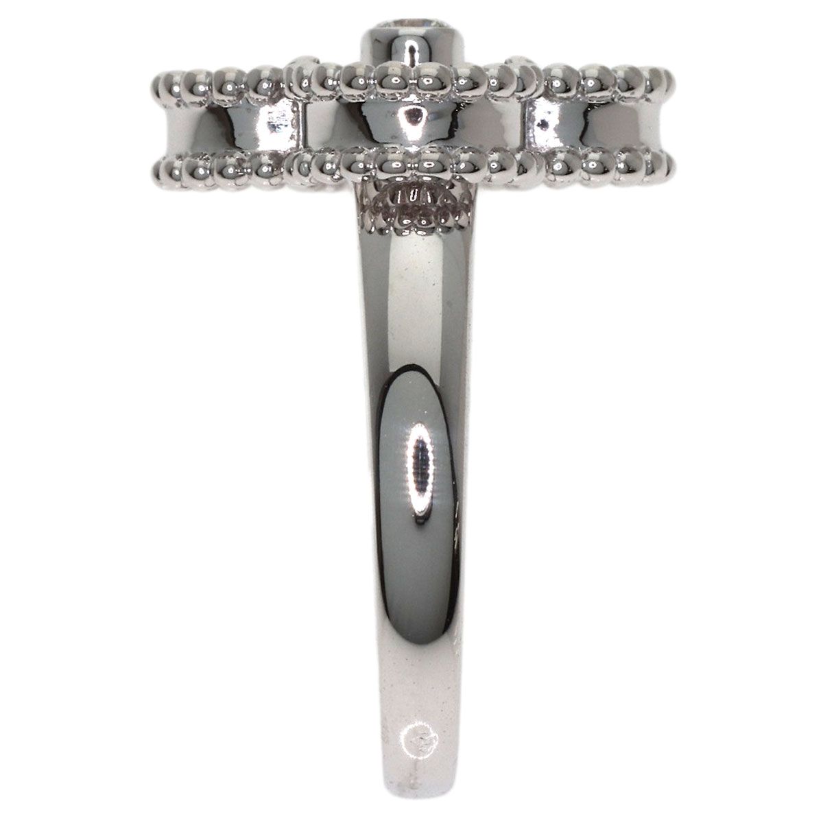 Van Cleef & Arpels Vintage Alhambra Shell Diamond 48 Ring 18k White Gold — view 3