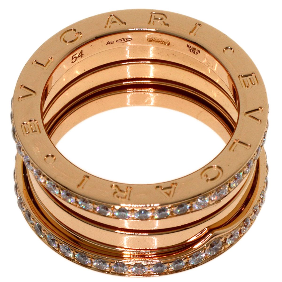 Bvlgari B.zero1 Edge Diamond Band 54 Ring 18k Pink Gold — view 4