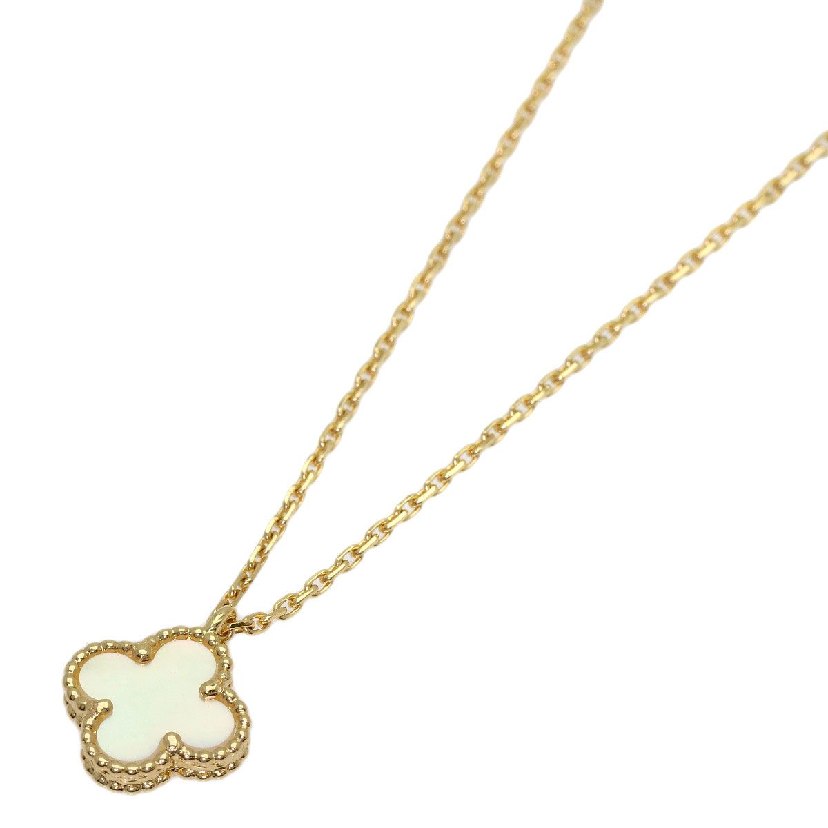 Van Cleef & Arpels Sweet Alhambra White Shell Necklace 18k Yellow Gold