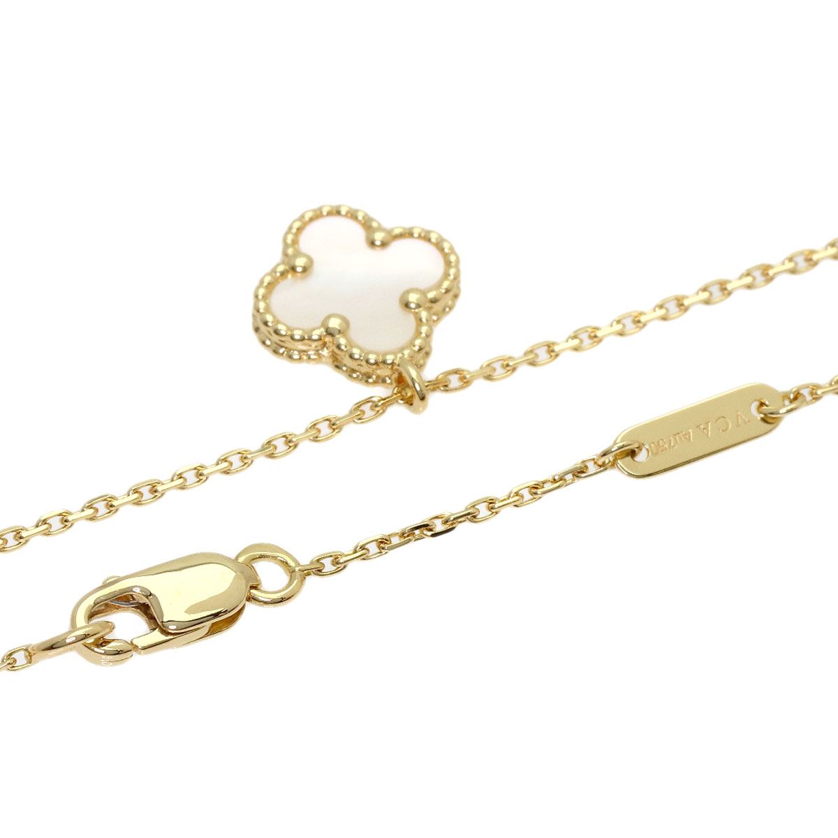 Van Cleef & Arpels Sweet Alhambra White Shell Necklace 18k Yellow Gold — view 2
