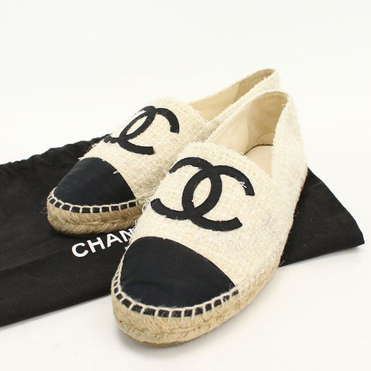 Chanel Espadrilles CC Logo Shoes Tweed