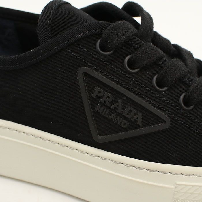 Prada Low Cut Triangle Logo Sneakers Cotton — view 6