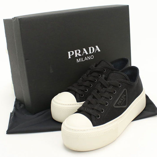 Prada Low Cut Triangle Logo Sneakers Cotton