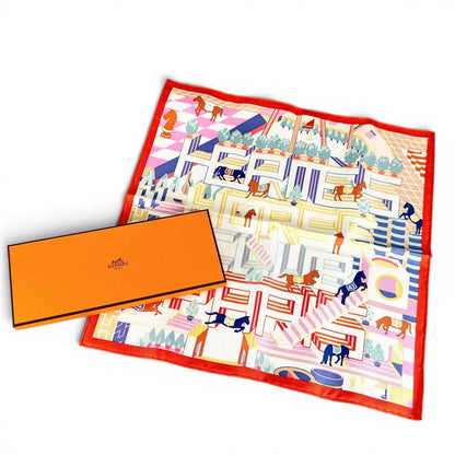 Hermes Carre 45 Gavroche Horse Club Detail Silk 100% Scarf Multi — view 2